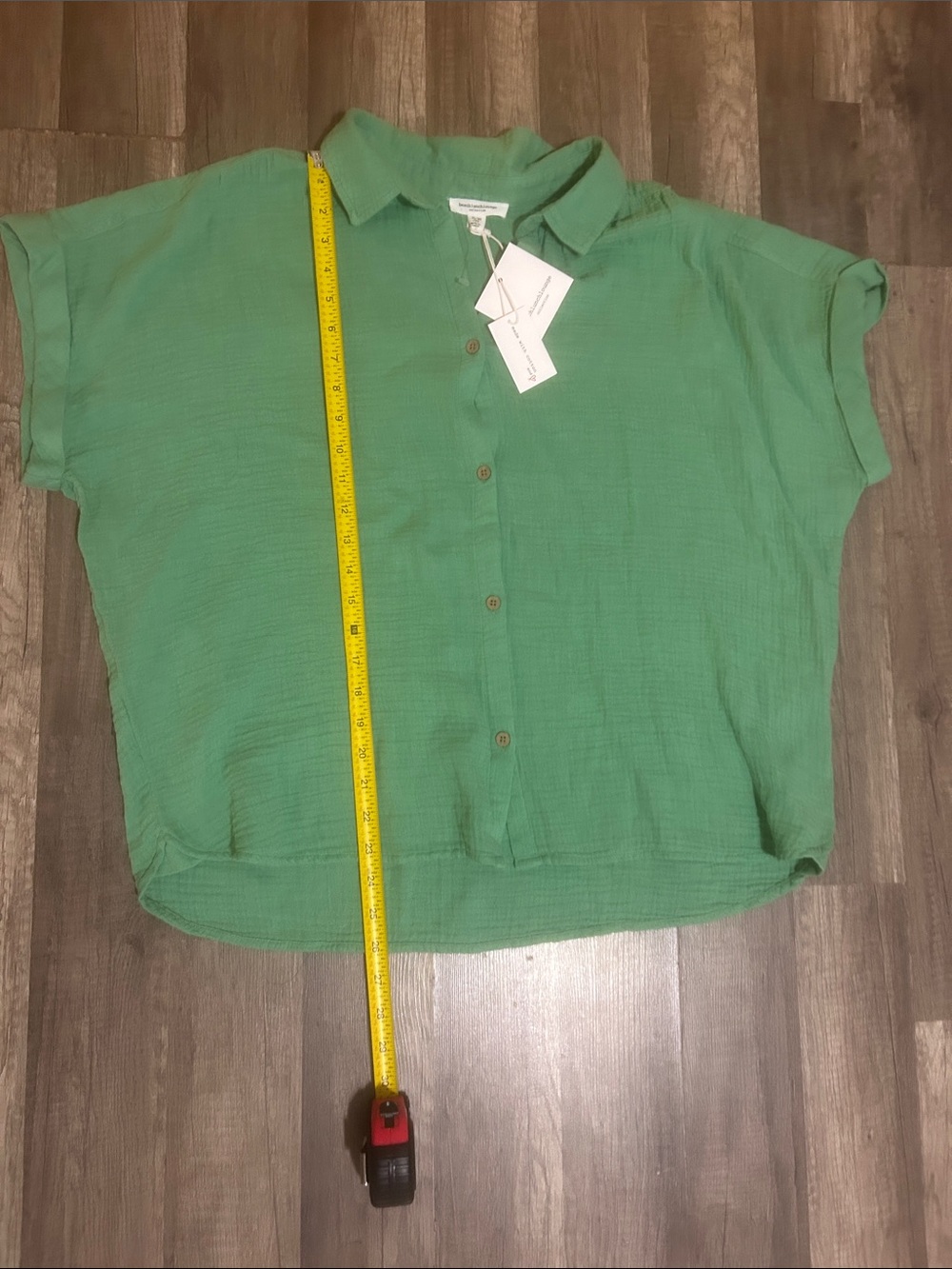 beachlunchlounge Women’s Shirt Green Lightweight Button-Front 100% Cotton - XL - Picture 4 of 8